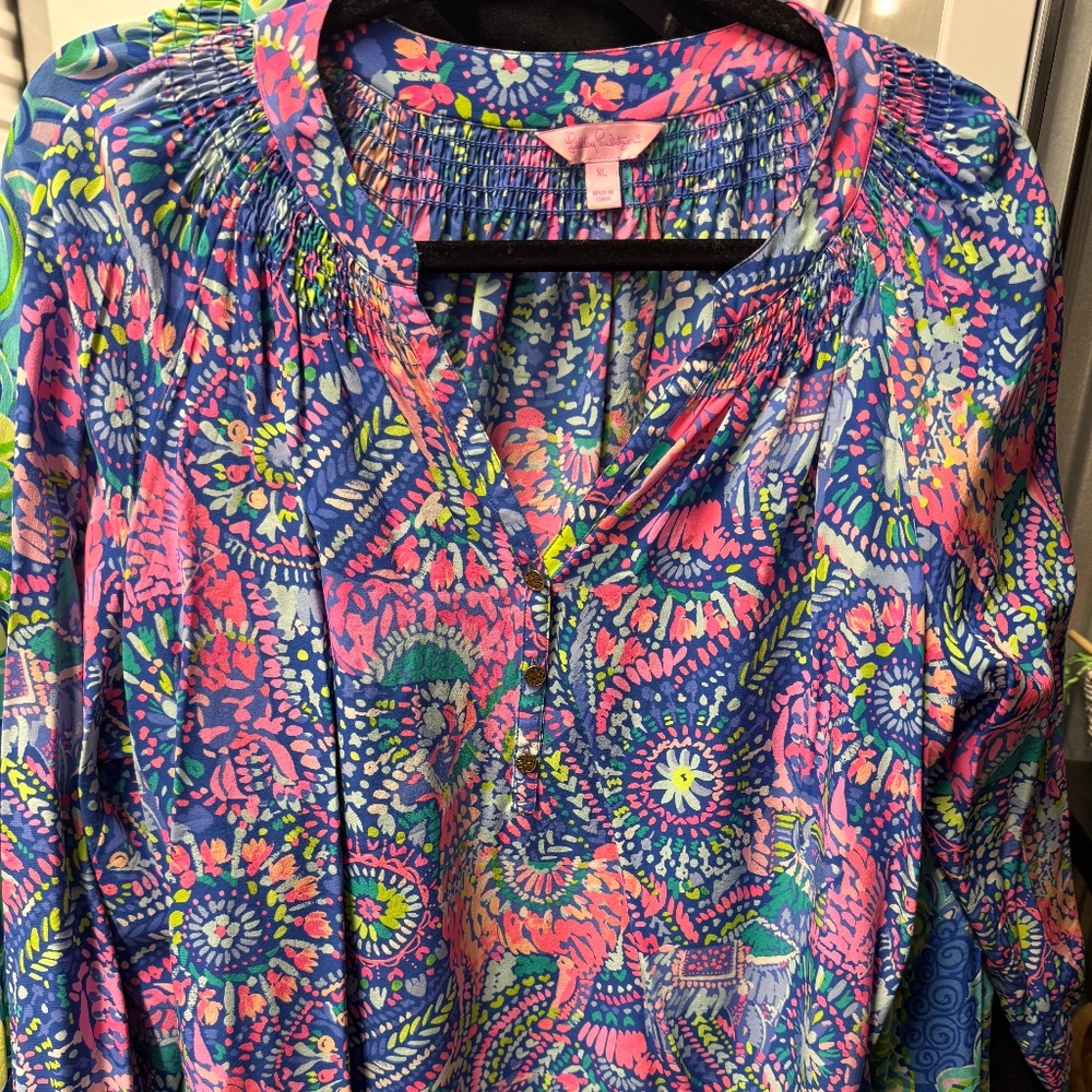 LILLY PULITZER Elsa Silk No Problem Llama XL